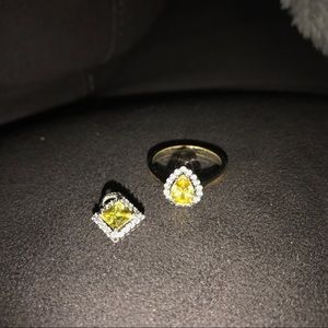 Ring and matching pendant with yellow stones